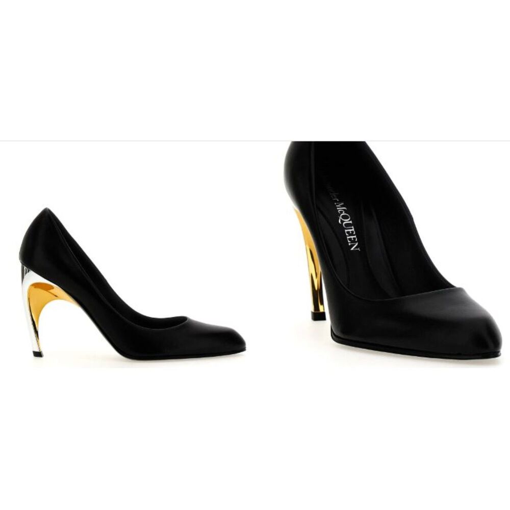 Alexander McQueen Armadillo leather Gold Silver lacquer Pumps 37 NIB 1,250 IRRG